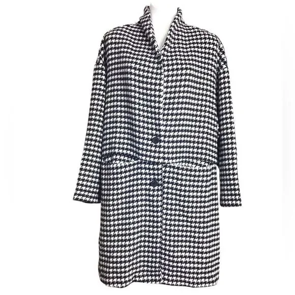 Old Navy Black & Whitee Houndstooth Coat New Size XL
